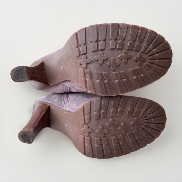 Vintage 90s Y2K Marc Jacobs Castoro Fur Lined Lace up Pink Blush Suede Heel Boot - Picture 8 of 13